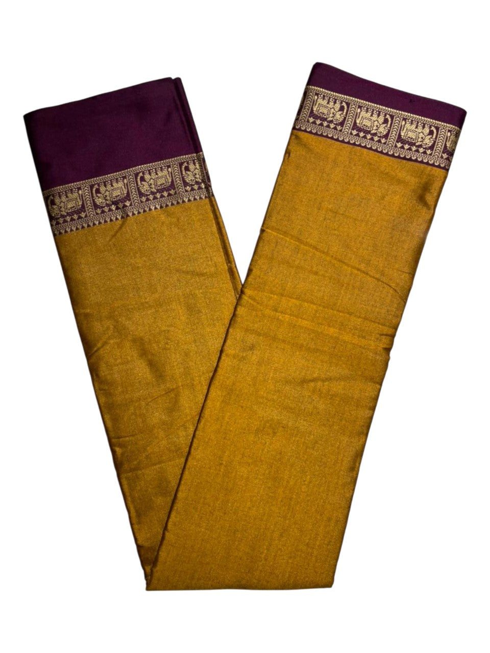 Southloom Kerala Semi Silk Narayan Pett Saree With Woven Work on the Boders With Mustard Yellow