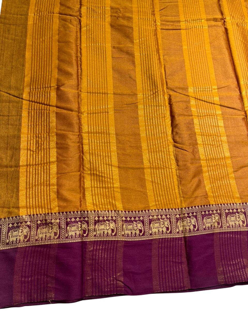 Southloom Kerala Semi Silk Narayan Pett Saree With Woven Work on the Boders With Mustard Yellow