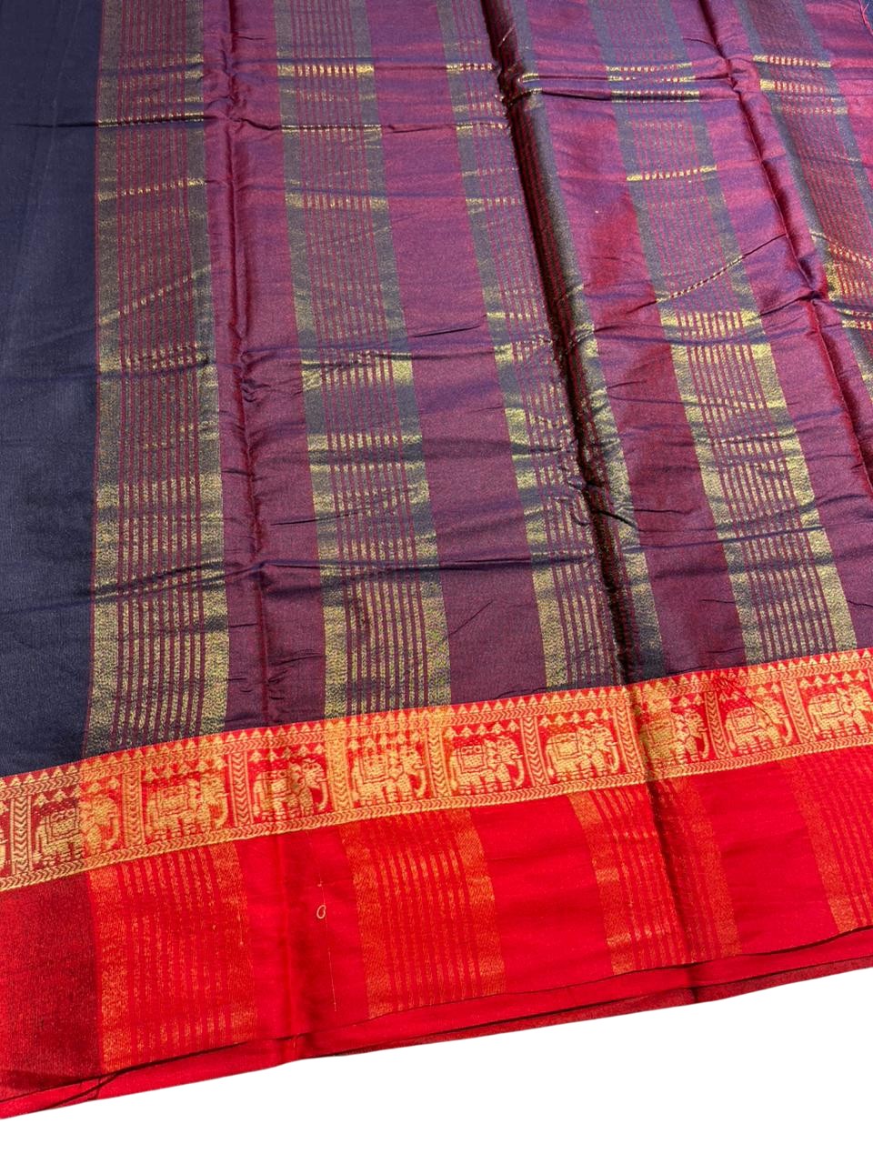 Southloom Kerala Semi Silk Narayan Pett Saree With Woven Work on the Boders With Blue