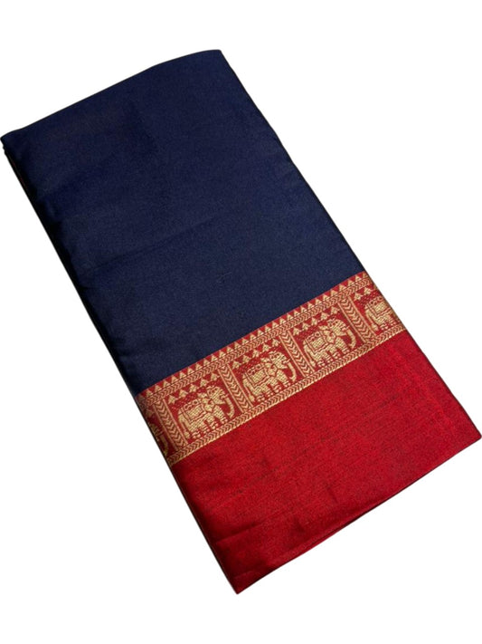 Southloom Kerala Semi Silk Narayan Pett Saree With Woven Work on the Boders With Blue