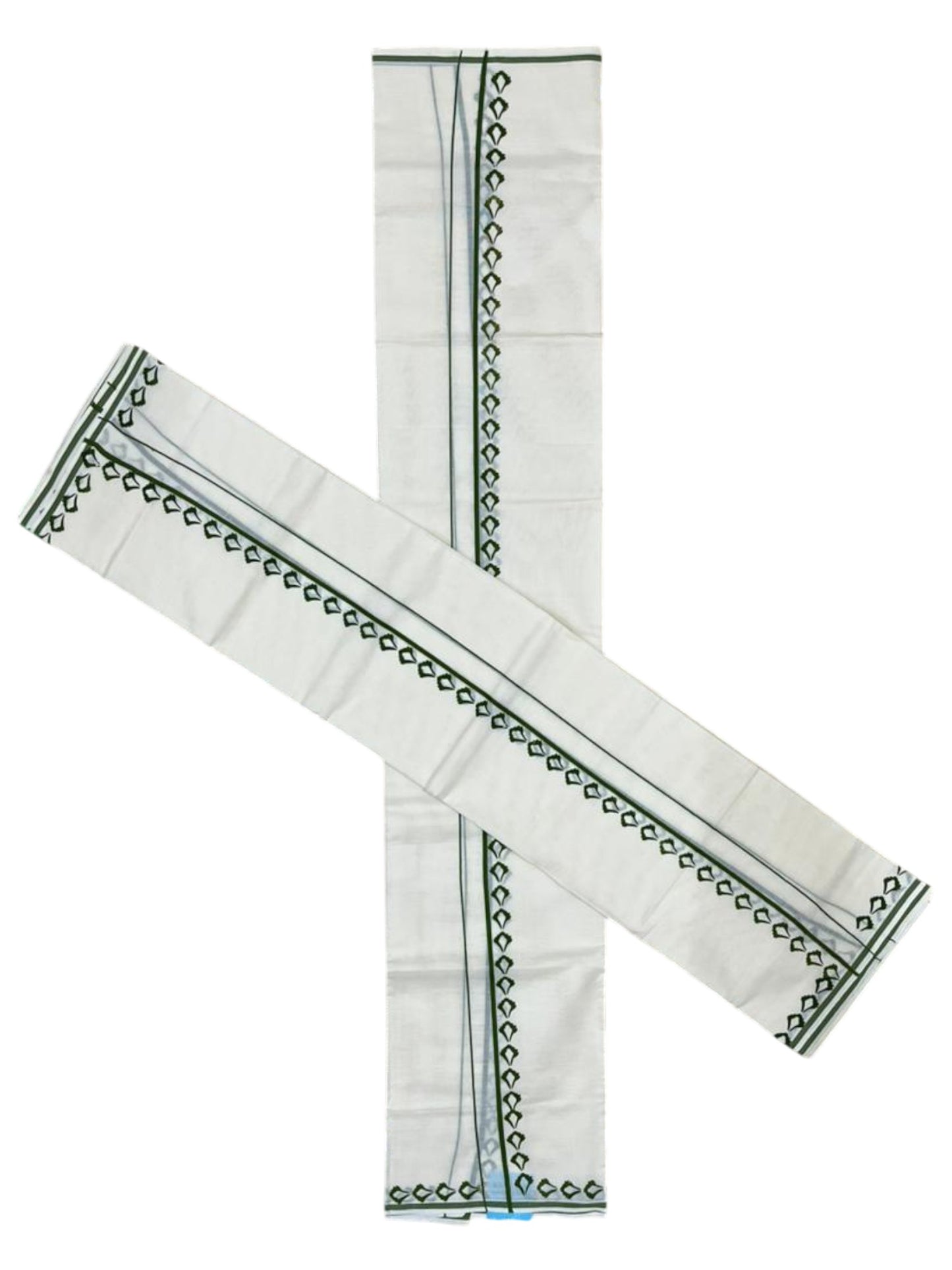 Southloom Pure Cotton Kerala Single Set Mundu (Mundum Neriyathum) with Digital Prints in Olive Green 2.80 Mtrs SL359