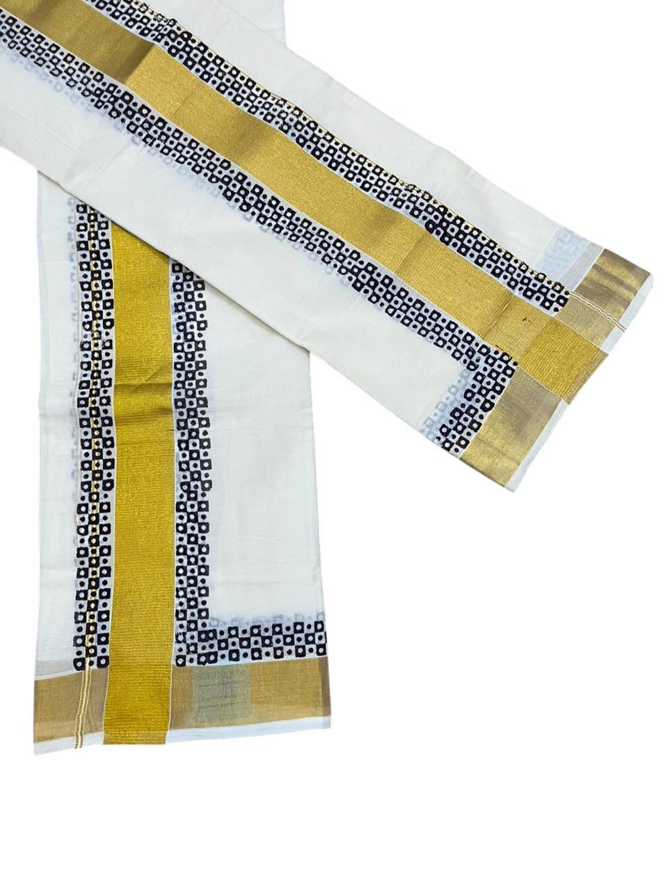 Southloom Pure Cotton Set Mundu with Gold Kasavu and Digital Print in Purple 2.80 Mtrs SL375