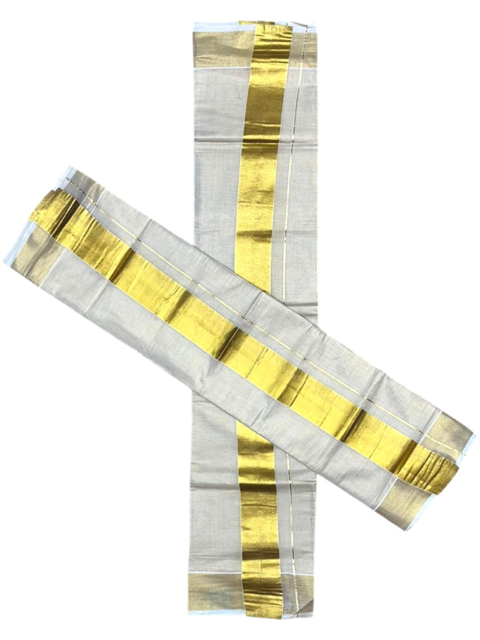 Southloom Tissue Set Mundu with Gold Kasavu Borders In 3 Inch 2.80 Mtrs SL377