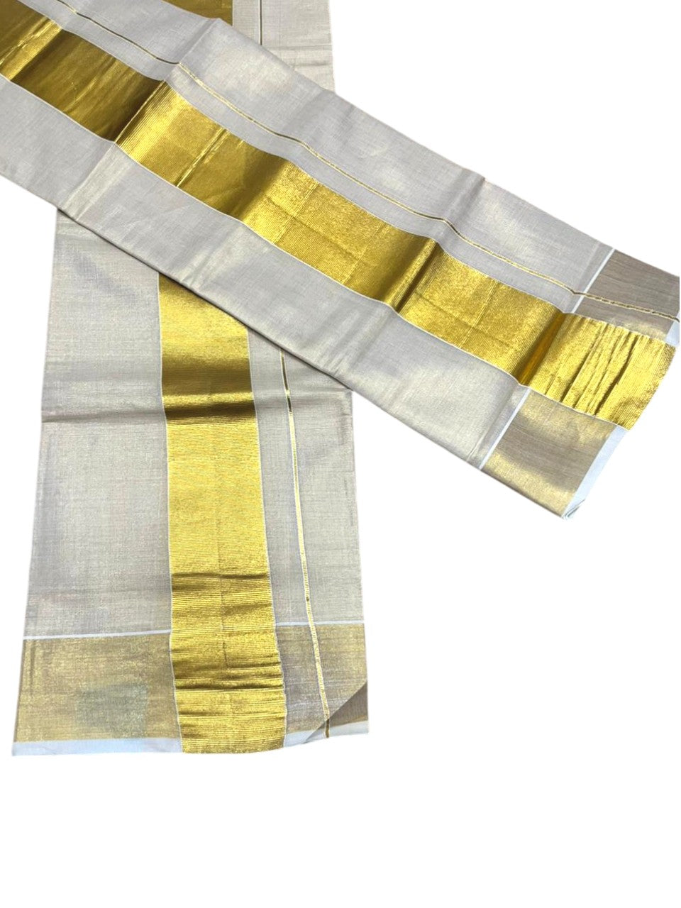 Southloom Tissue Set Mundu with Gold Kasavu Borders In 3 Inch 2.80 Mtrs SL377