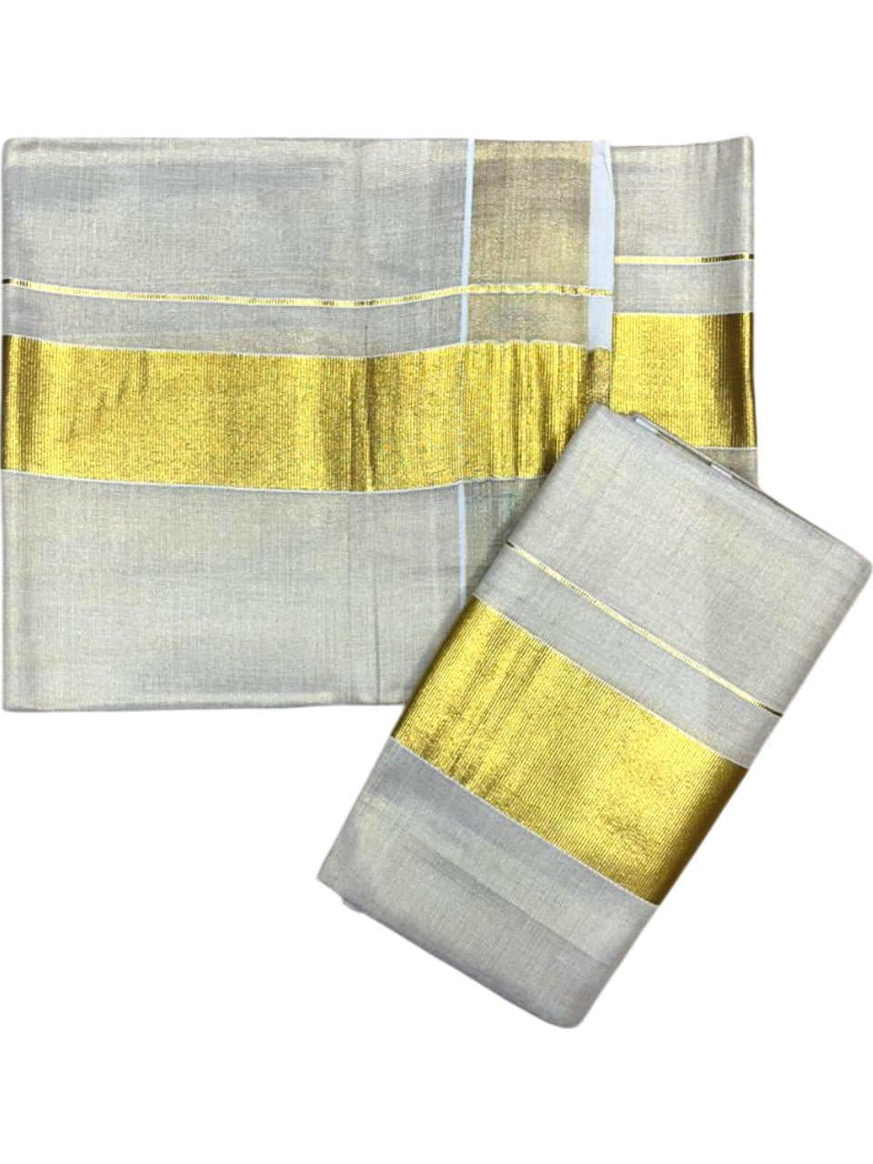 Southloom Tissue Set Mundu with Gold Kasavu Borders In 2 Inch 2.80 Mtrs SL377