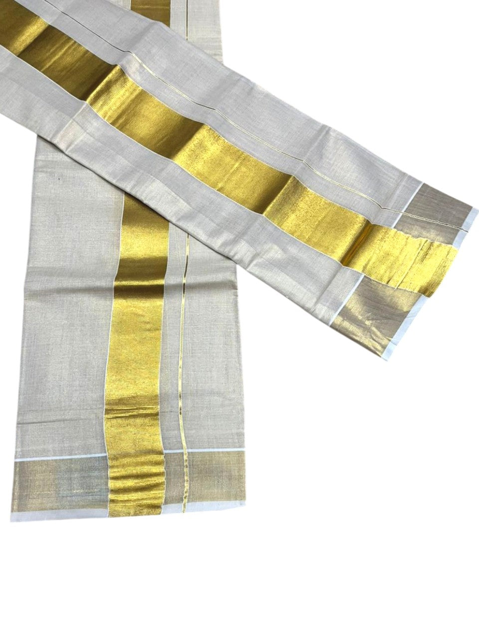 Southloom Tissue Set Mundu with Gold Kasavu Borders In 2 Inch 2.80 Mtrs SL377