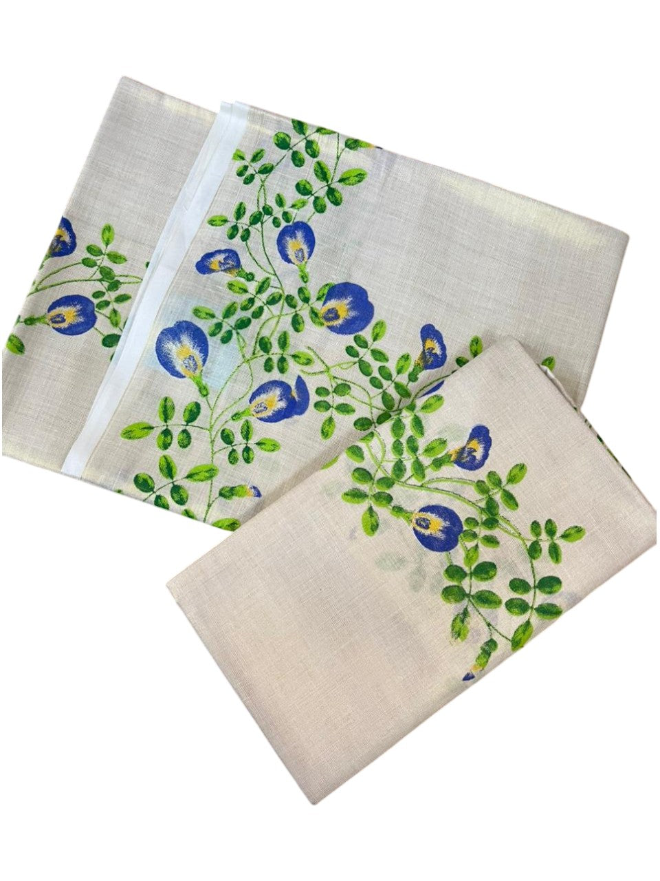 Southloom Tissue Single Set Mundu (Mundu Neriyathum) With Digital Floral Print in 2.80 Mtrs SL318
