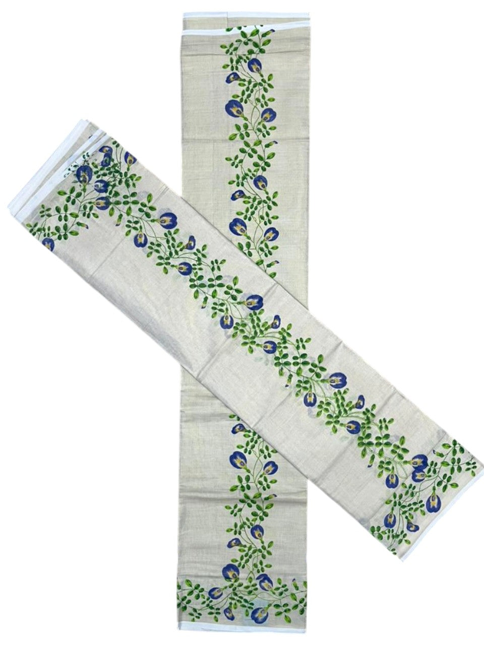 Southloom Tissue Single Set Mundu (Mundu Neriyathum) With Digital Floral Print in 2.80 Mtrs SL318