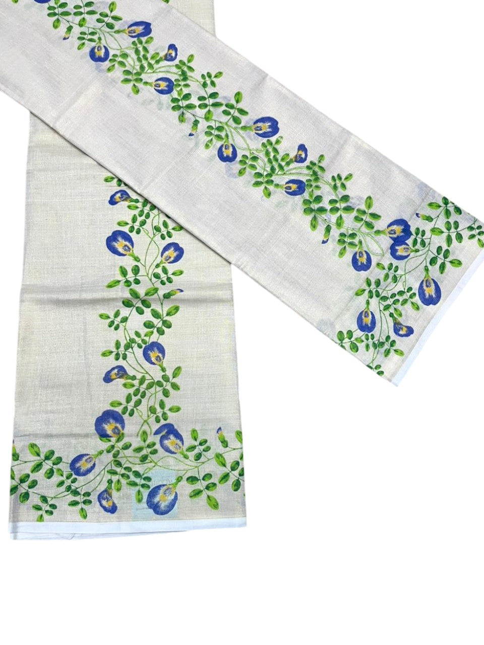 Southloom Tissue Single Set Mundu (Mundu Neriyathum) With Digital Floral Print in 2.80 Mtrs SL318