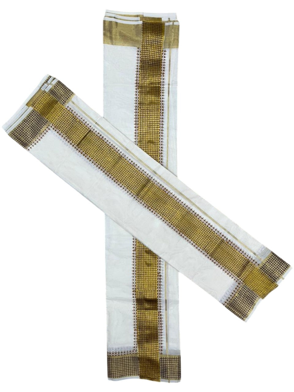 Southloom Pure Cotton Set Mundu with Gold Kasavu and Digital Print in Mustrad Yellow 2.80 Mtrs SL374