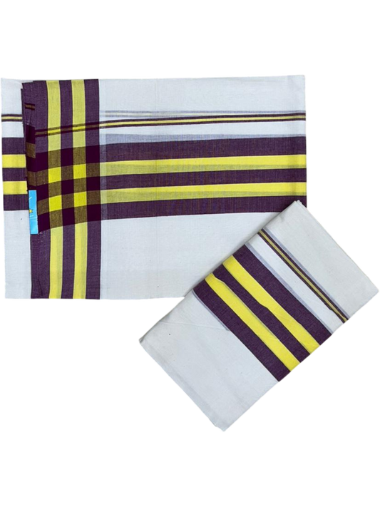 Southloom Kerala Mulloth Cotton Single Mundum Neriyathum with Multicolor Border In 2.80 Mtrs SL243