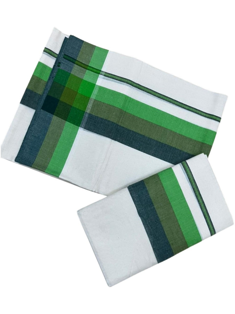 Southloom Kerala Mulloth Cotton Single Mundum Neriyathum with Multicolor Border In 2.80 Mtrs SL243