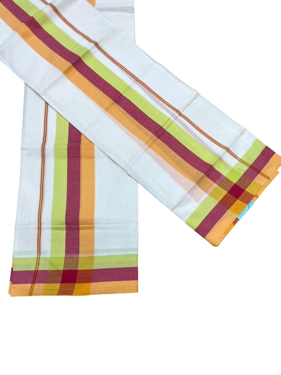 Southloom Kerala Mulloth Cotton Single Mundum Neriyathum with Multicolor Border In 2.80 Mtrs SL243
