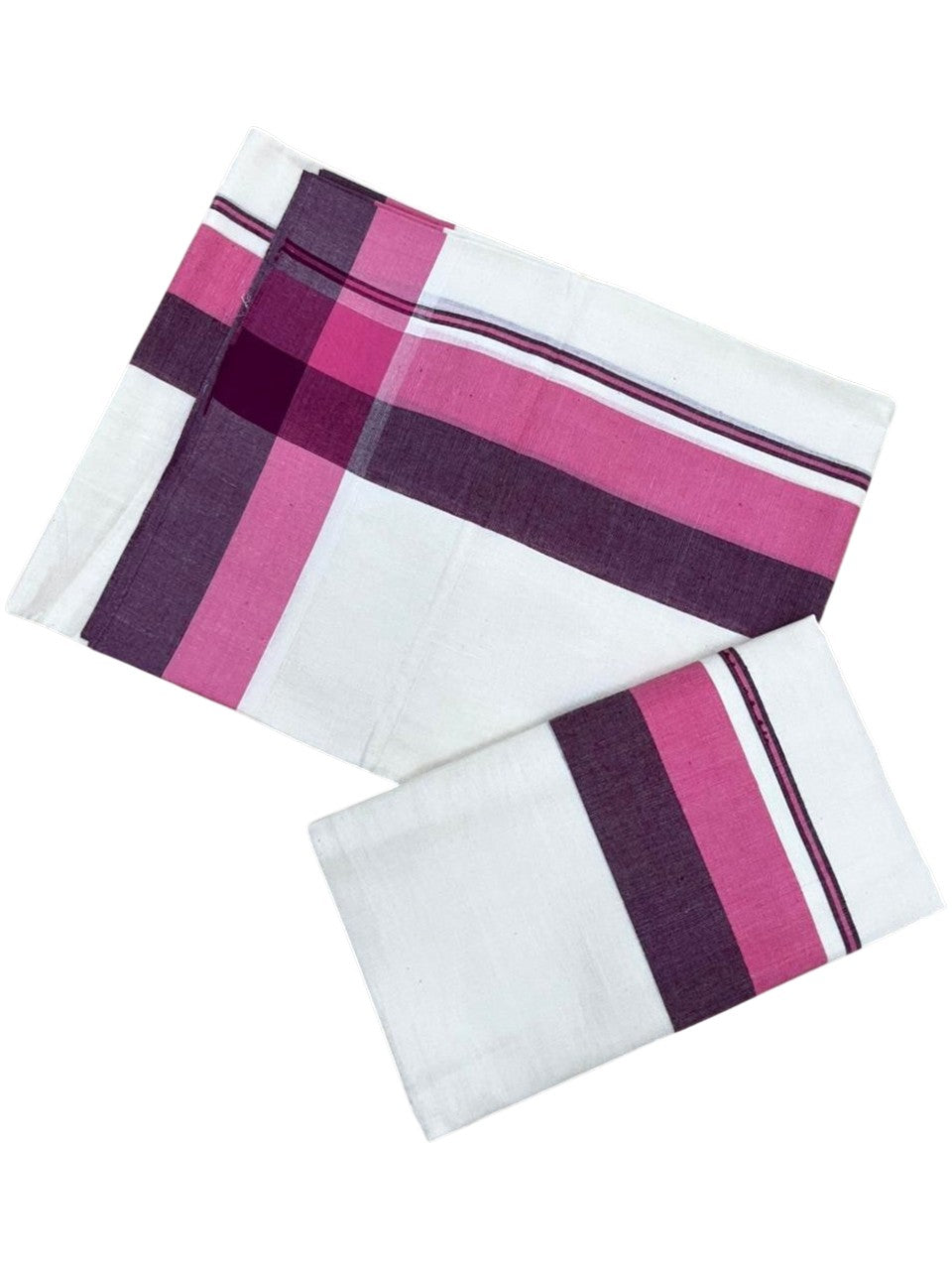 Southloom Kerala Mulloth Cotton Single Mundum Neriyathum with Multicolor Border In 2.80 Mtrs SL243