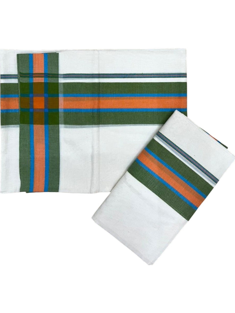 Southloom Kerala Mulloth Cotton Single Mundum Neriyathum with Multicolor Border In 2.80 Mtrs SL243