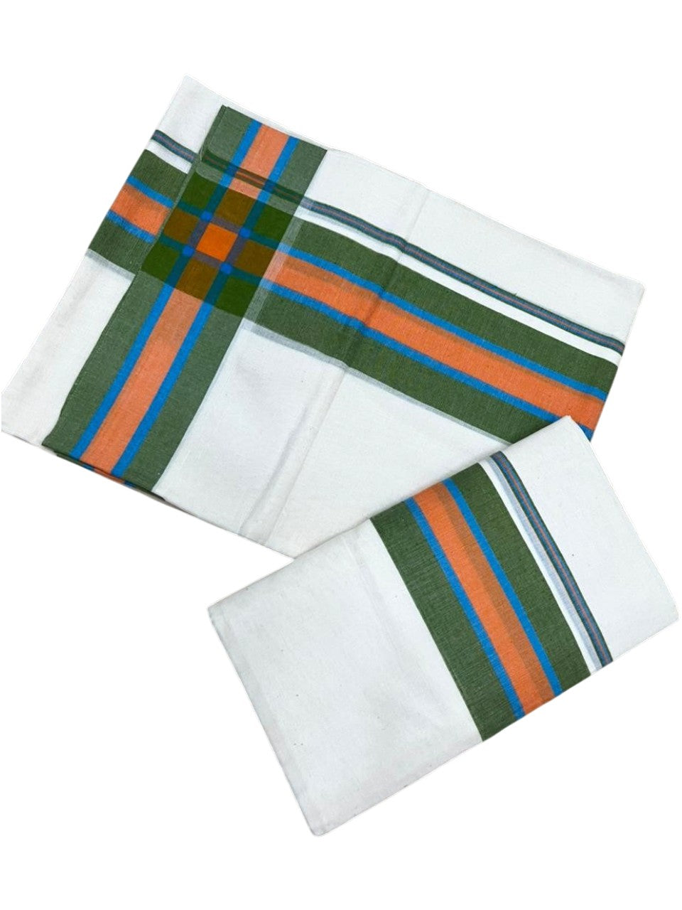 Southloom Kerala Mulloth Cotton Single Mundum Neriyathum with Multicolor Border In 2.80 Mtrs SL243