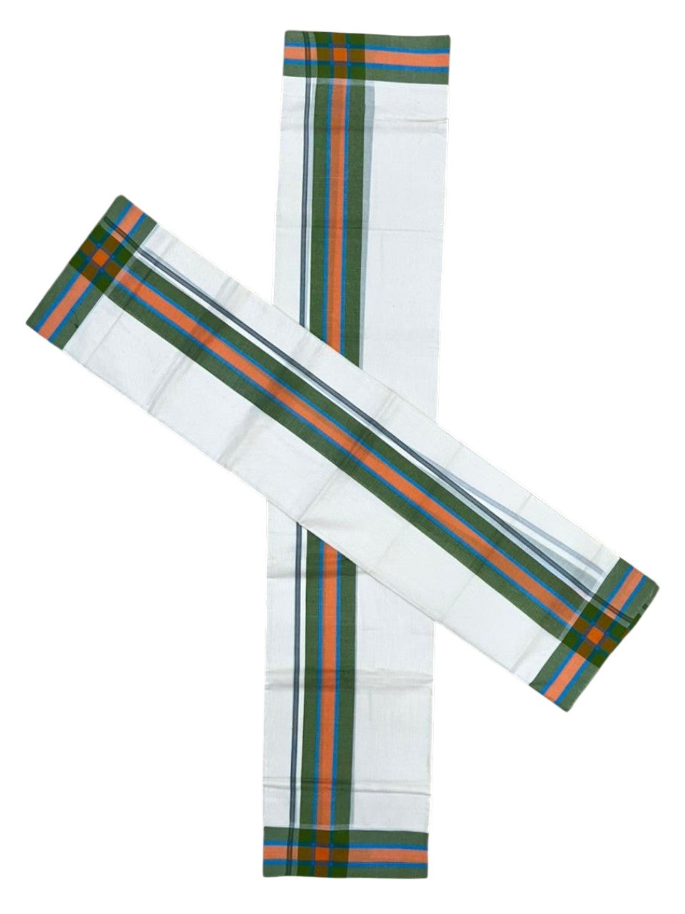 Southloom Kerala Mulloth Cotton Single Mundum Neriyathum with Multicolor Border In 2.80 Mtrs SL243