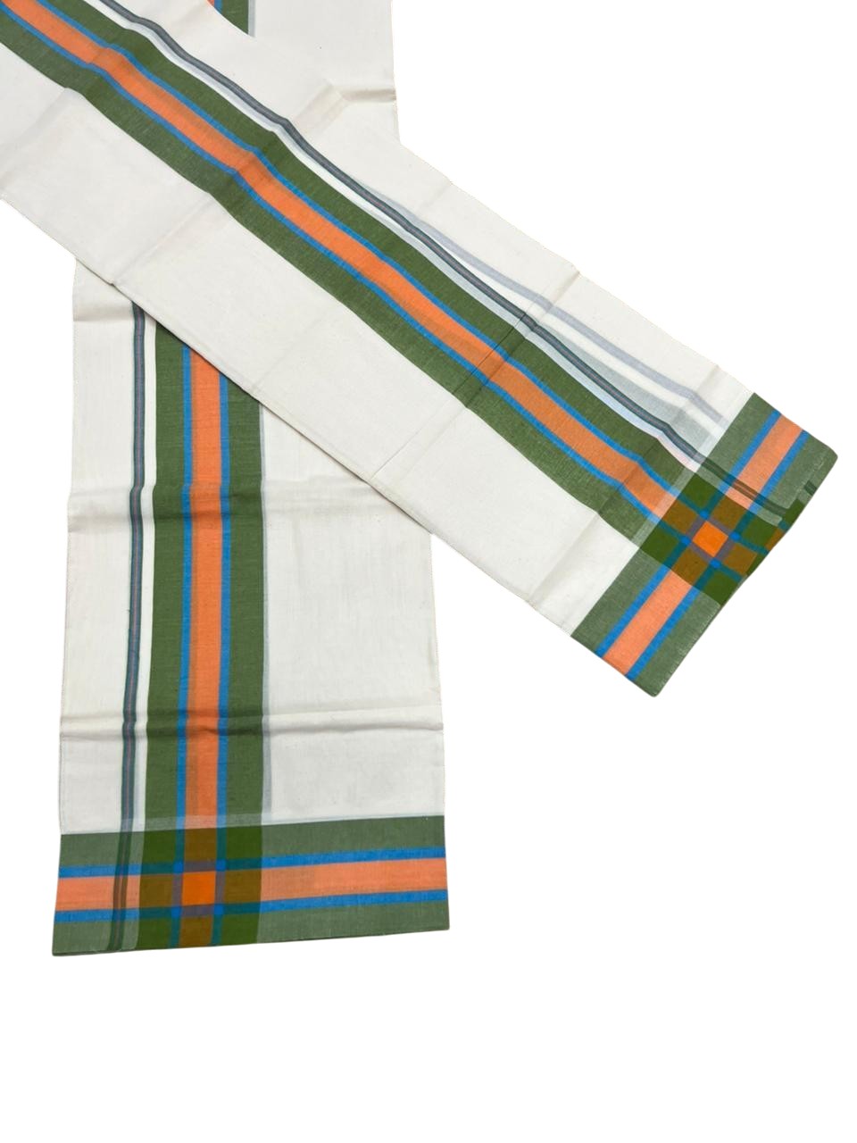 Southloom Kerala Mulloth Cotton Single Mundum Neriyathum with Multicolor Border In 2.80 Mtrs SL243