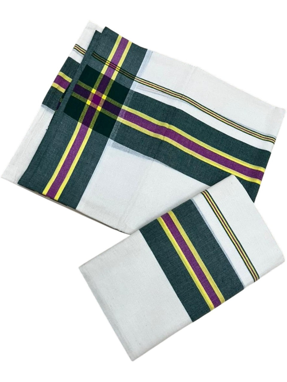 Southloom Kerala Mulloth Cotton Single Mundum Neriyathum with Multicolor Border In 2.80 Mtrs SL243