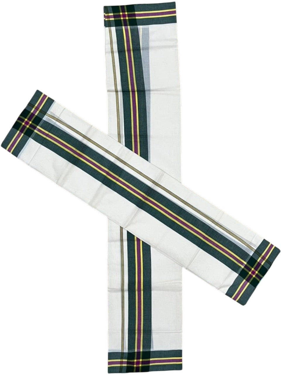 Southloom Kerala Mulloth Cotton Single Mundum Neriyathum with Multicolor Border In 2.80 Mtrs SL243