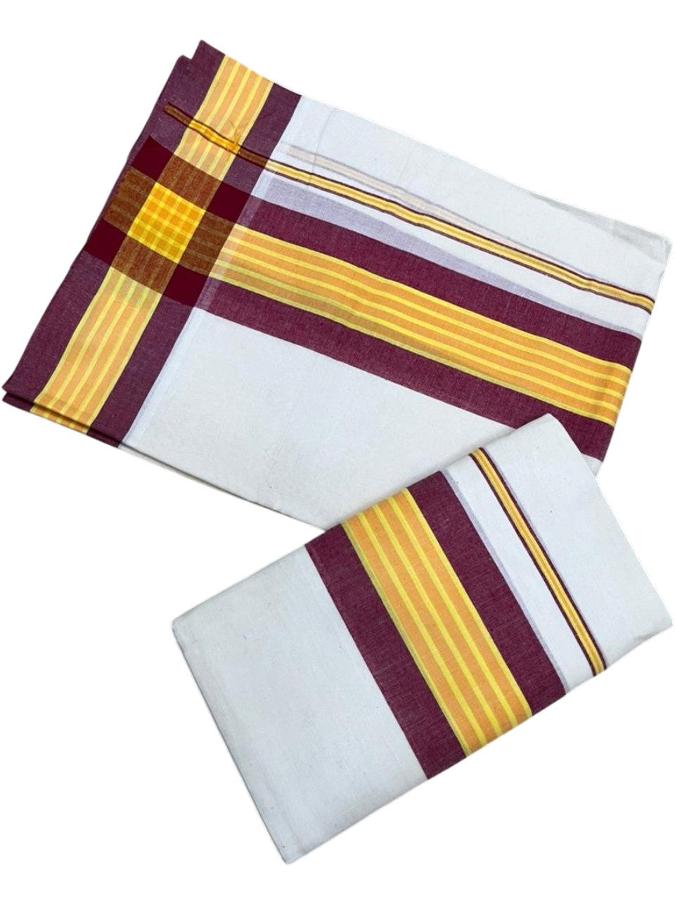 Southloom Kerala Mulloth Cotton Single Mundum Neriyathum with Multicolor Border In 2.80 Mtrs SL243
