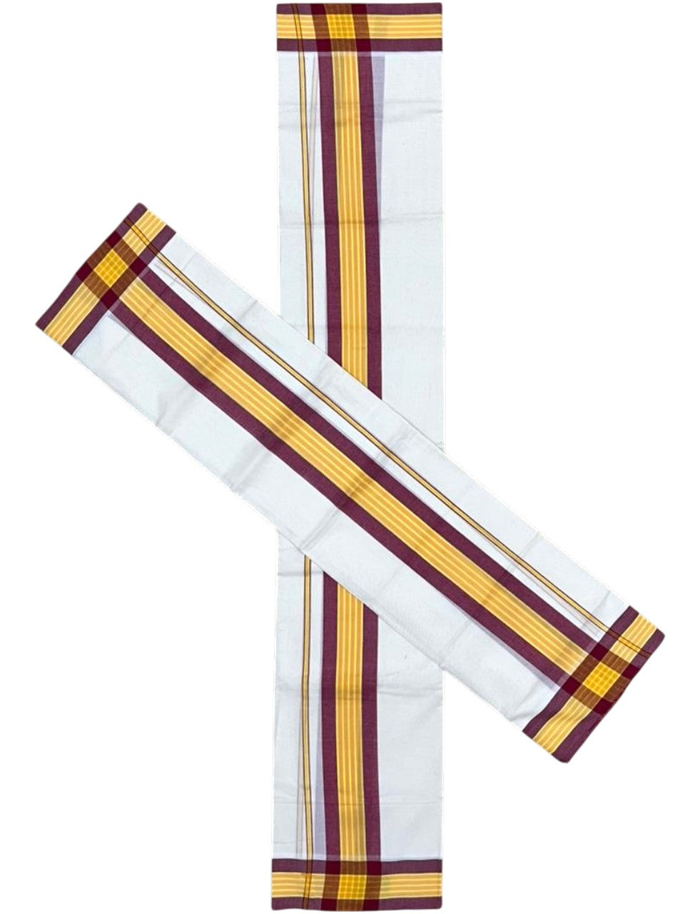 Southloom Kerala Mulloth Cotton Single Mundum Neriyathum with Multicolor Border In 2.80 Mtrs SL243
