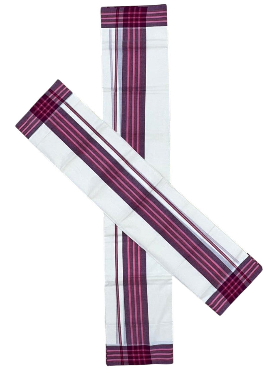 Southloom Kerala Mulloth Cotton Single Mundum Neriyathum with Multicolor Border In 2.80 Mtrs SL243