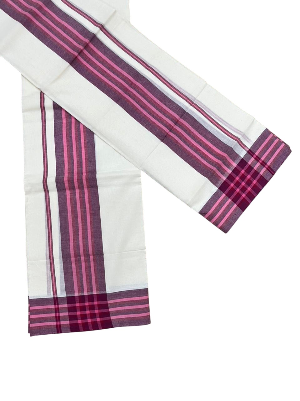 Southloom Kerala Mulloth Cotton Single Mundum Neriyathum with Multicolor Border In 2.80 Mtrs SL243