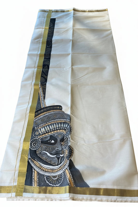 Kerala Cotton Handpainted Dhoti ( Double Mundu ) SL330