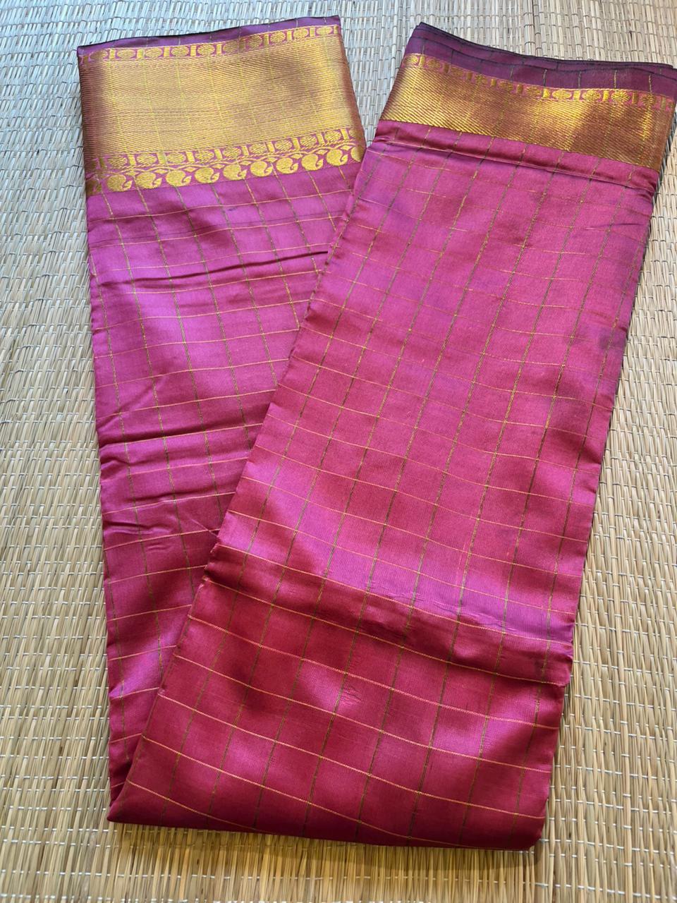 Southloom Semi Silk Saree with Check on Body in Pink  SL386
