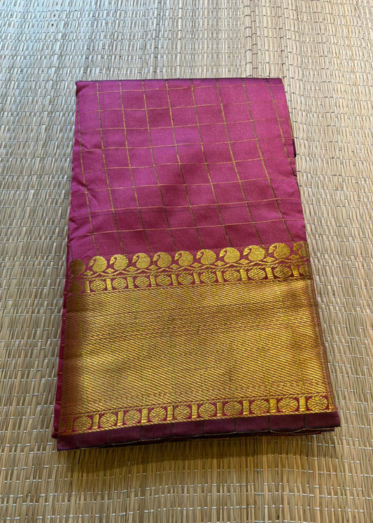 Southloom Semi Silk Saree with Check on Body in Pink  SL386