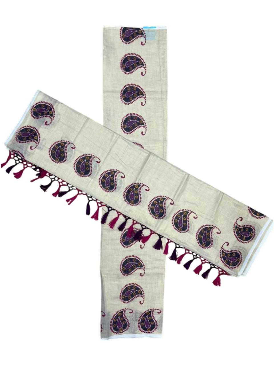 Southloom Tissue Single Set Mundu (Mundu Neriyathum) With Digital Floral Print in Purple and Magenta 2.80 Mtrs SL397