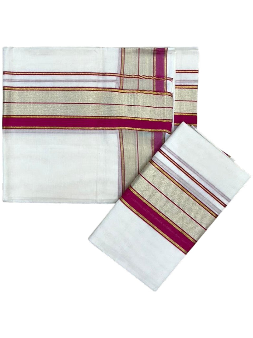 Southloom Pure Cotton Set Mundu with Gold Kasavu and Black Borders 2.80 Mtrs SL376