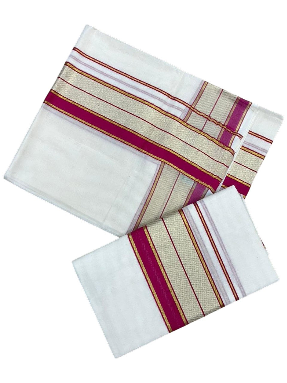 Southloom Pure Cotton Set Mundu with Gold Kasavu and Black Borders 2.80 Mtrs SL376