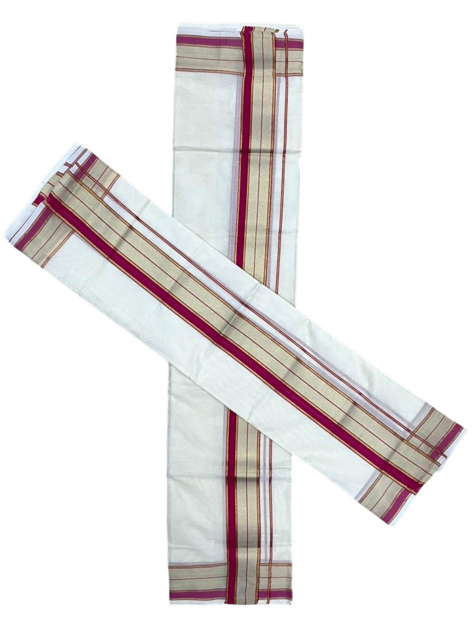 Southloom Pure Cotton Set Mundu with Gold Kasavu and Black Borders 2.80 Mtrs SL376