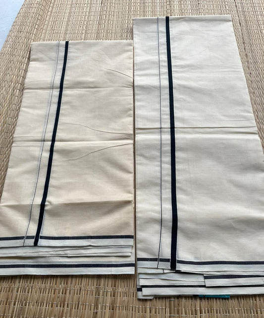 Southloom Puliyilakkara Set Mundu (Black) 2.80 mtrs SL136