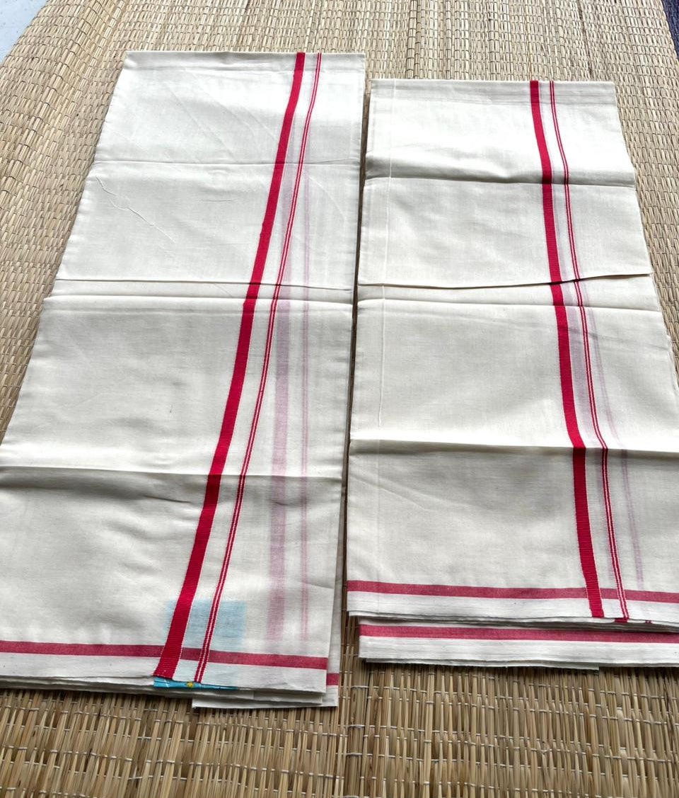 Southloom Puliyilakkara Set Mundu (Pink) 2.80 mtrs SL136