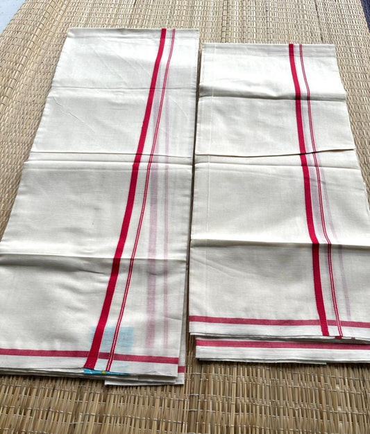 Southloom Puliyilakkara Set Mundu (Pink) 2.80 mtrs SL136