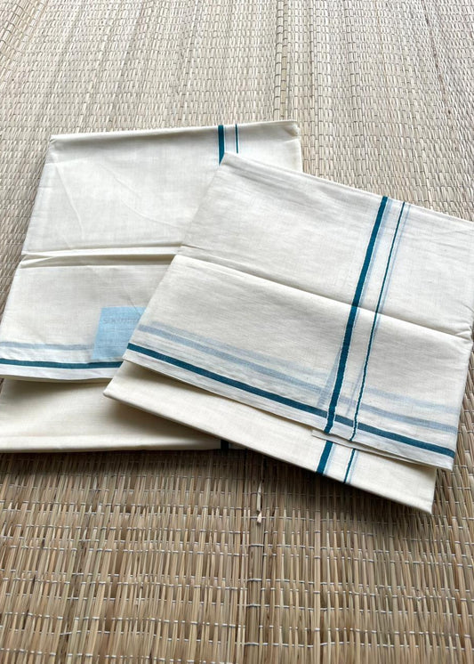 Southloom Puliyilakkara Set Mundu (Blue) 2.80 mtrs SL136