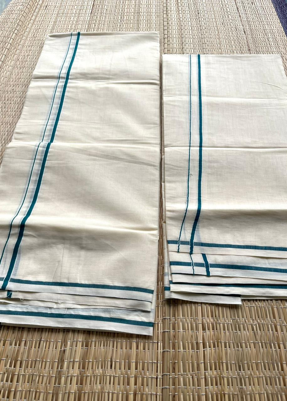 Southloom Puliyilakkara Set Mundu (Blue) 2.80 mtrs SL136