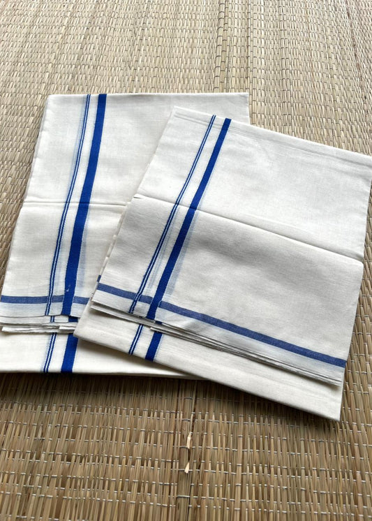 Southloom Puliyilakkara Set Mundu (Royal Blue) 2.80 mtrs SL136