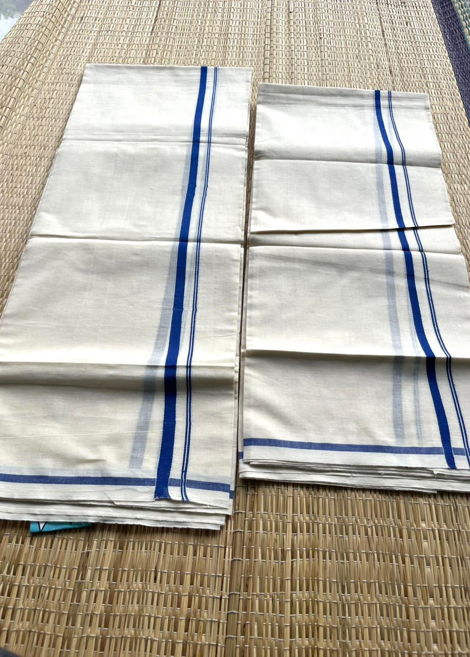 Southloom Puliyilakkara Set Mundu (Royal Blue) 2.80 mtrs SL136