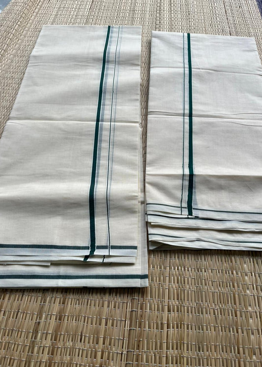 Southloom Puliyilakkara Set Mundu (Bottle Green) 2,80 mtrs SL136