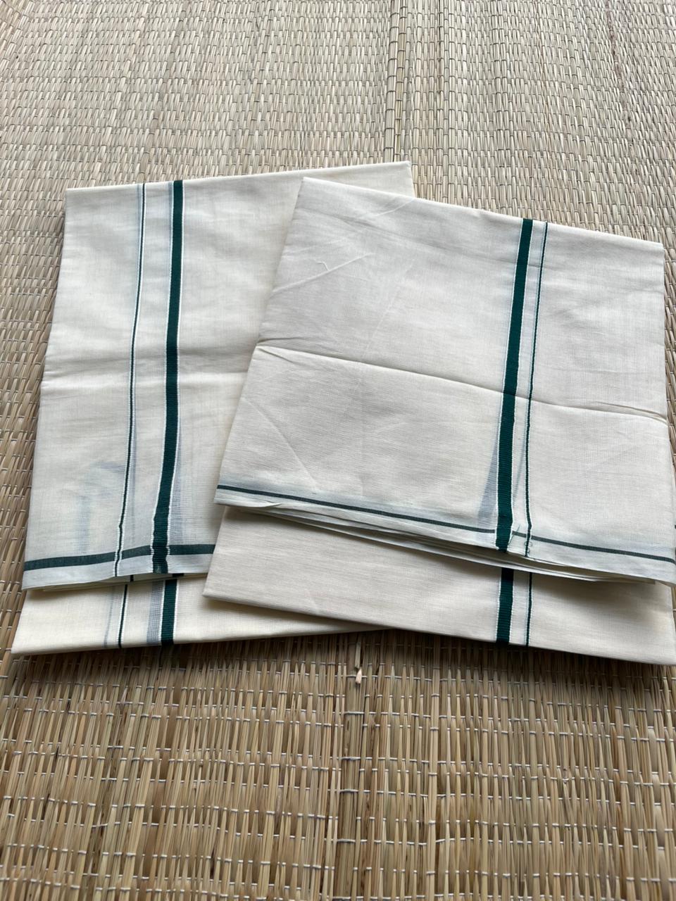 Southloom Puliyilakkara Set Mundu (Bottle Green) 2,80 mtrs SL136