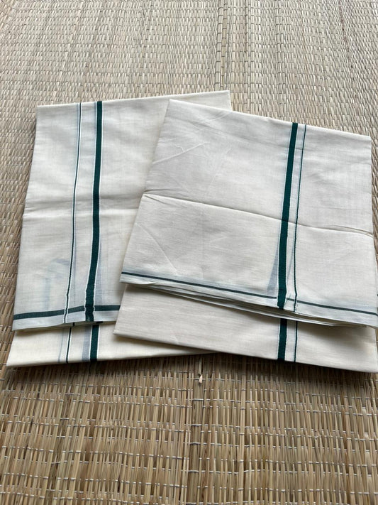 Southloom Puliyilakkara Set Mundu (Bottle Green) 2,80 mtrs SL136