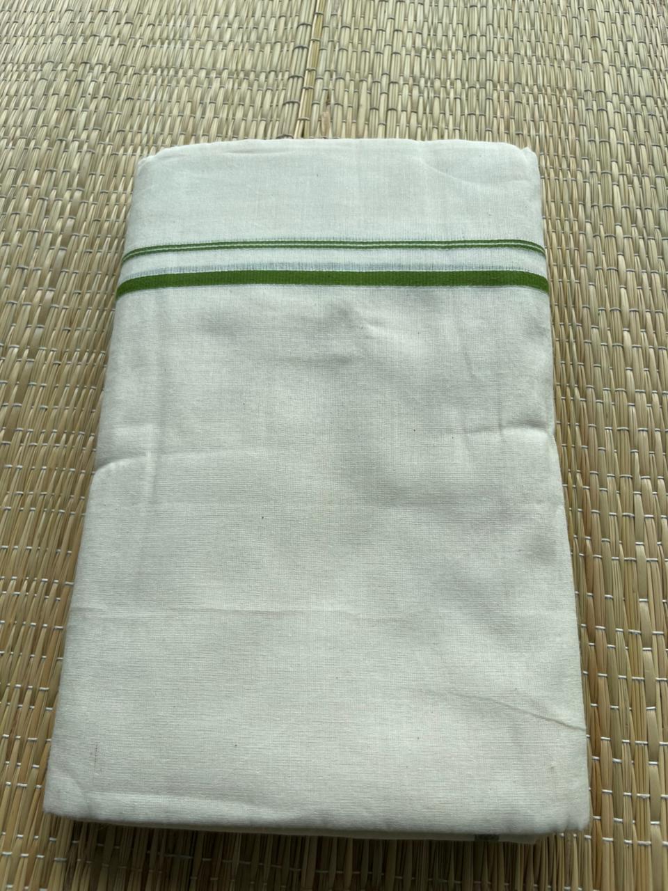 Southloom Puliyilakara Set Mundu (Olive Green) 2.80 mtrs SL136