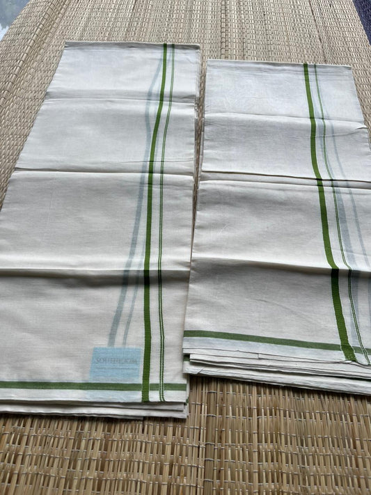 Southloom Puliyilakara Set Mundu (Olive Green) 2.80 mtrs SL136