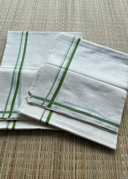 Southloom Puliyilakara Set Mundu (Olive Green) 2.80 mtrs SL136