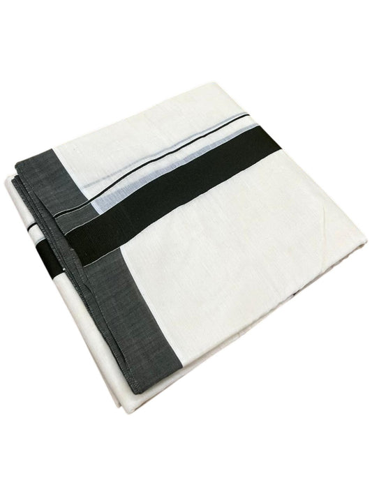 Southloom Kerala Pure Cotton Double Mundu with Green Border (South Indian Kerala Dhoti)