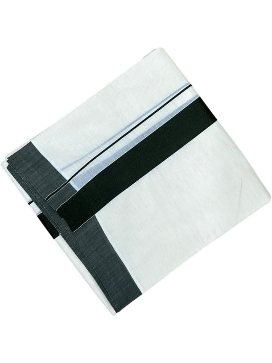 Southloom Kerala Pure Cotton Double Mundu with Green Border (South Indian Kerala Dhoti)
